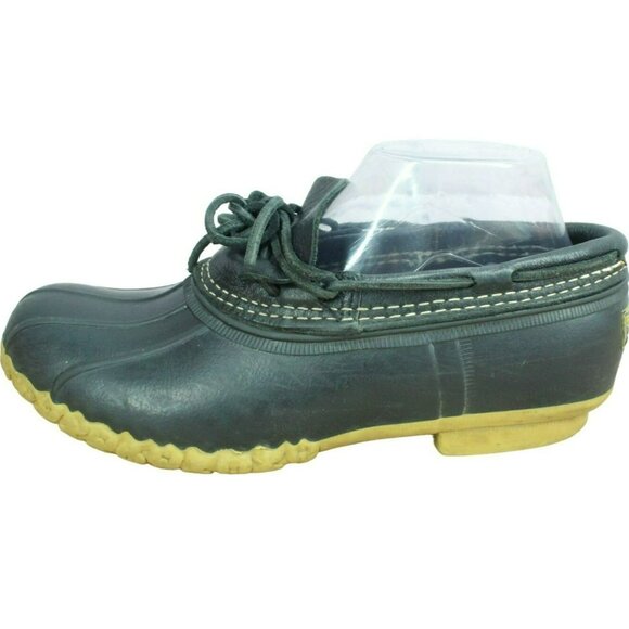 LL Bean Black Rubber Slip On Unlined Moccasin Gumshoes Duck Boots Size 9 M - Picture 1 of 10